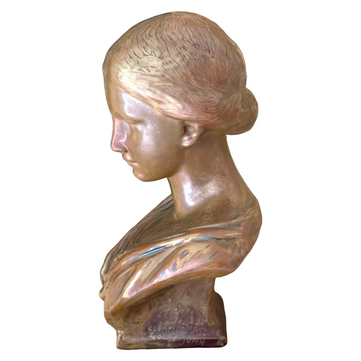 Buste De jeune Femme à l'antique  Signé Clément Massier-photo-2