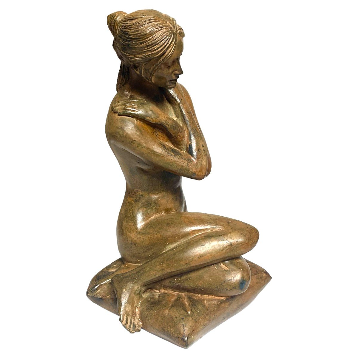 Bronze d'Une Jeune Femme Nue Signé Pierre Chenet-photo-2