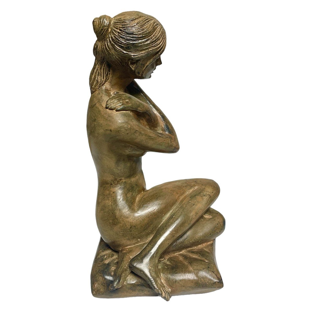 Bronze d'Une Jeune Femme Nue Signé Pierre Chenet-photo-3