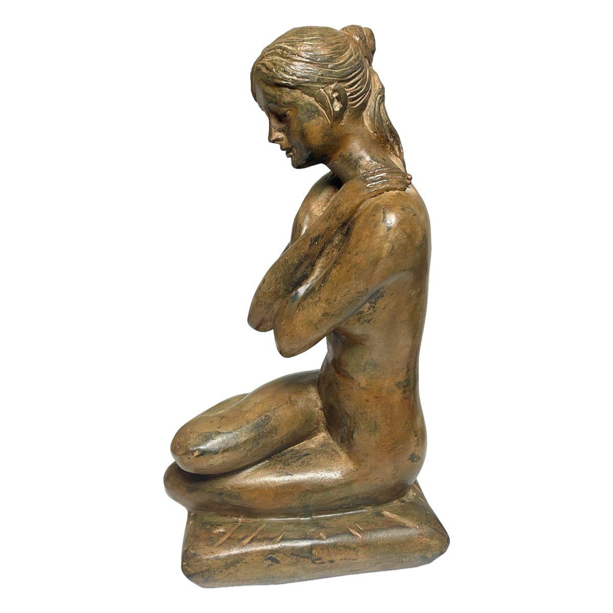 Bronze d'Une Jeune Femme Nue Signé Pierre Chenet-photo-3