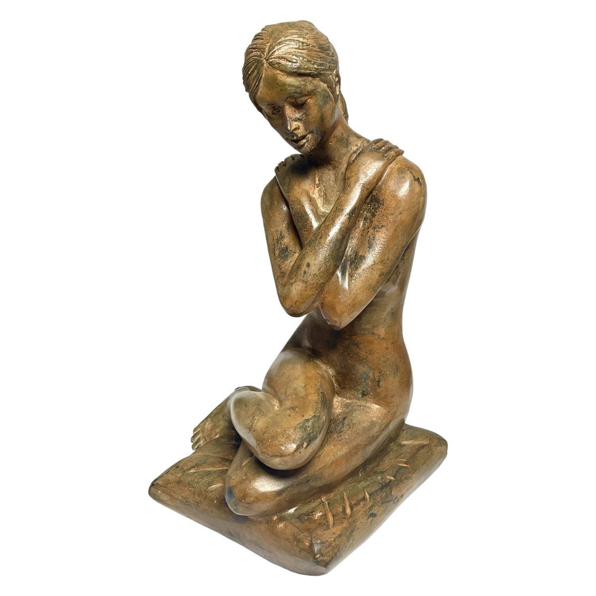 Bronze d'Une Jeune Femme Nue Signé Pierre Chenet-photo-4