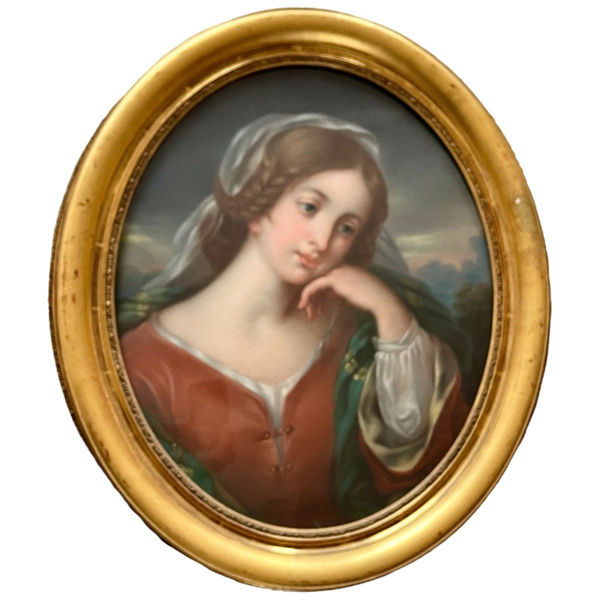Portrait De Femme époque XIXème Siècle - Pastel Sous Verre-photo-2