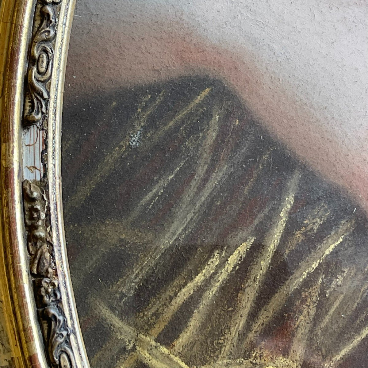 Portrait De Femme époque XIXème Siècle - Pastel Sous Verre-photo-4