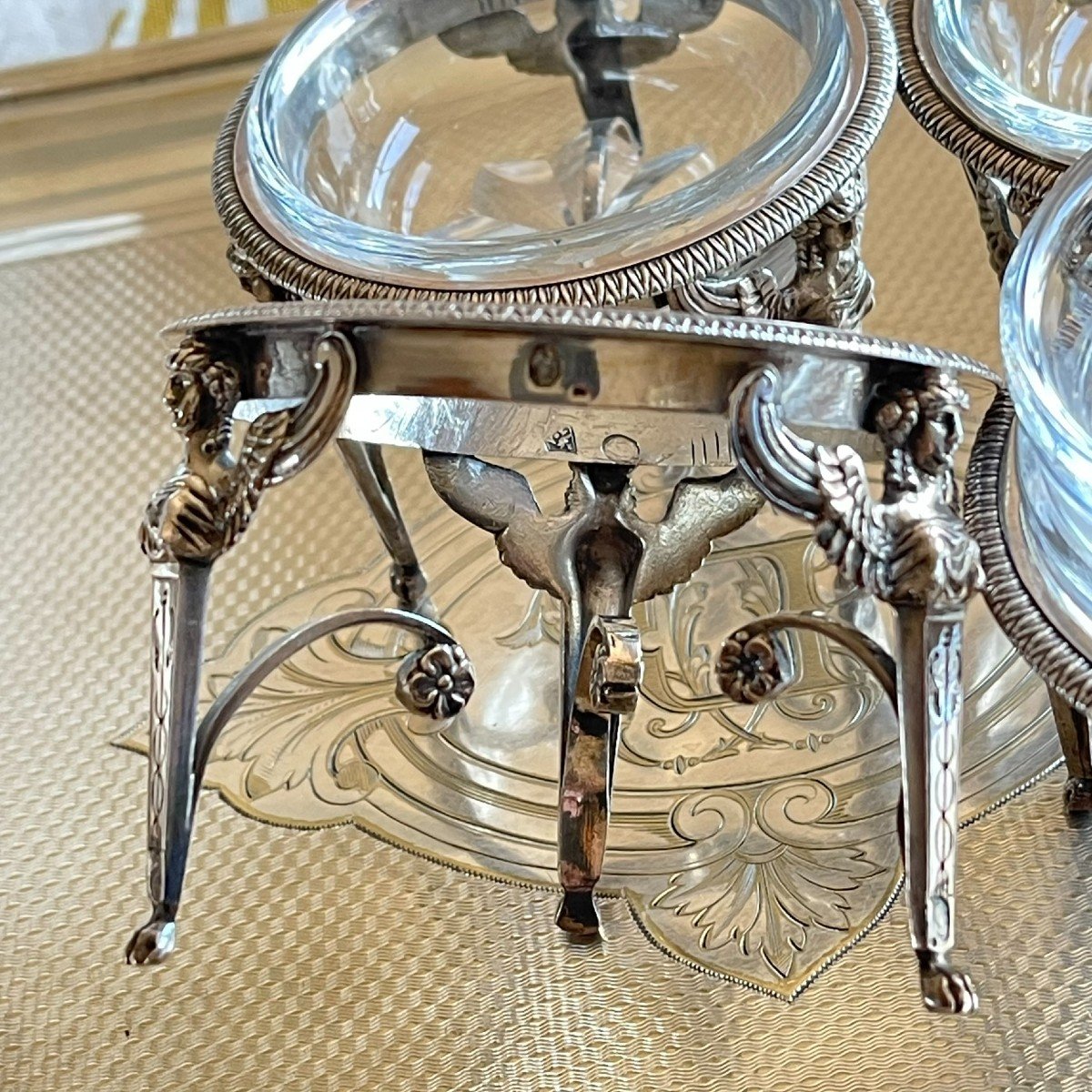 Four Silver Salt Cellars In Empire Period-photo-4
