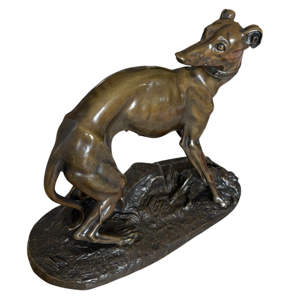 Animal Bronze Théodore Gechter - Bronze Greyhound - Bronze Dog - Hunting Bronze-photo-2