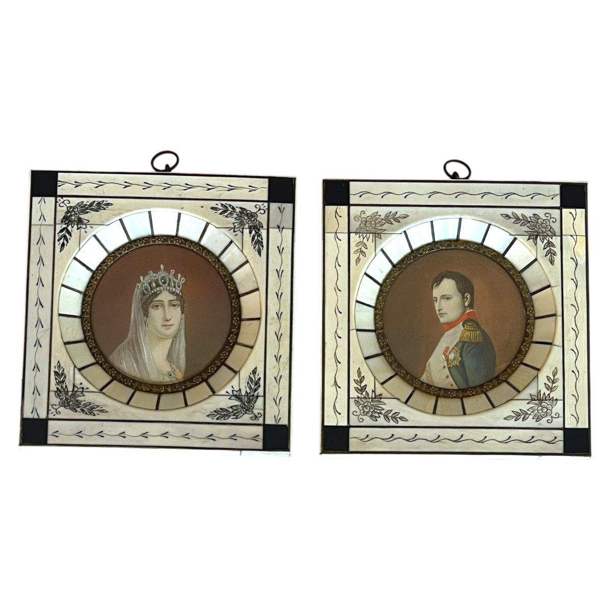 Pair Of Miniature Portraits On Ivory Of Napoleon And Josephine