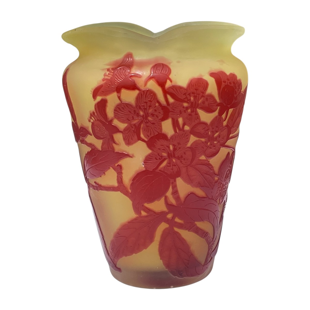 Gallé Vase With Apple Blossoms - Height 13 Cm