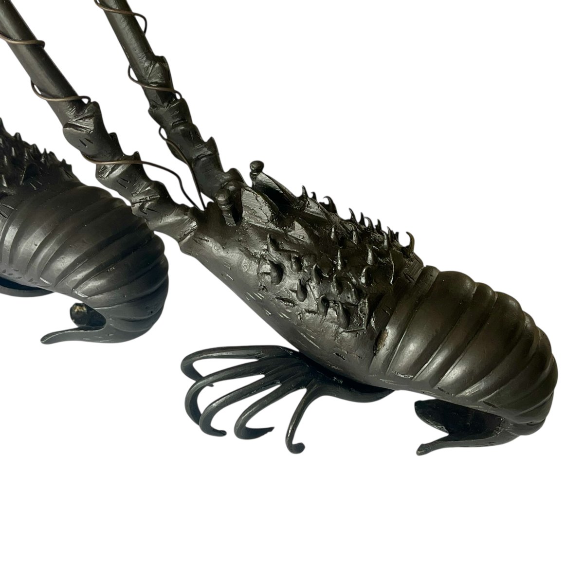Pair Of Bronze Lobsters With Brown Patina – Japan, Meiji Period-photo-3