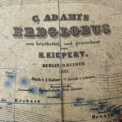 Globe terrestre ancien de C. Adami, révisé par H. Kiepert, Berlin 1881-photo-3