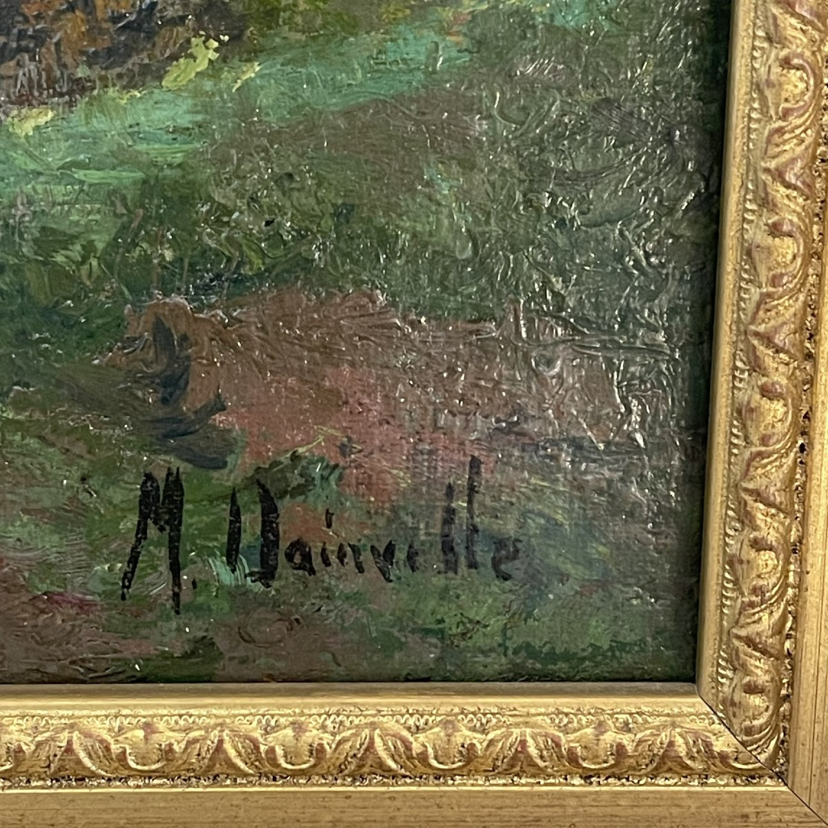 Paysage de campagne signé Maurice Dainville - huile sur toile-photo-2