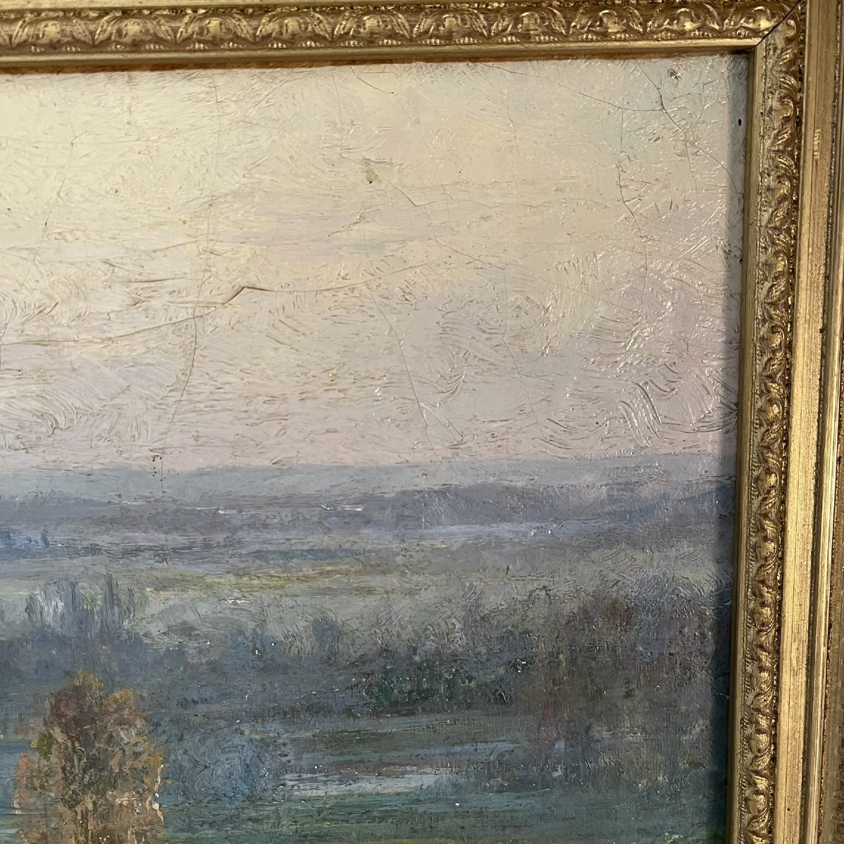 Paysage de campagne signé Maurice Dainville - huile sur toile-photo-2