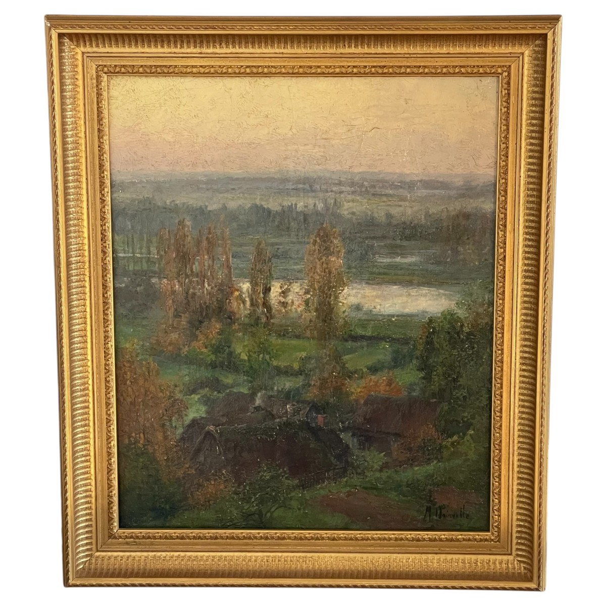 Paysage de campagne signé Maurice Dainville - huile sur toile