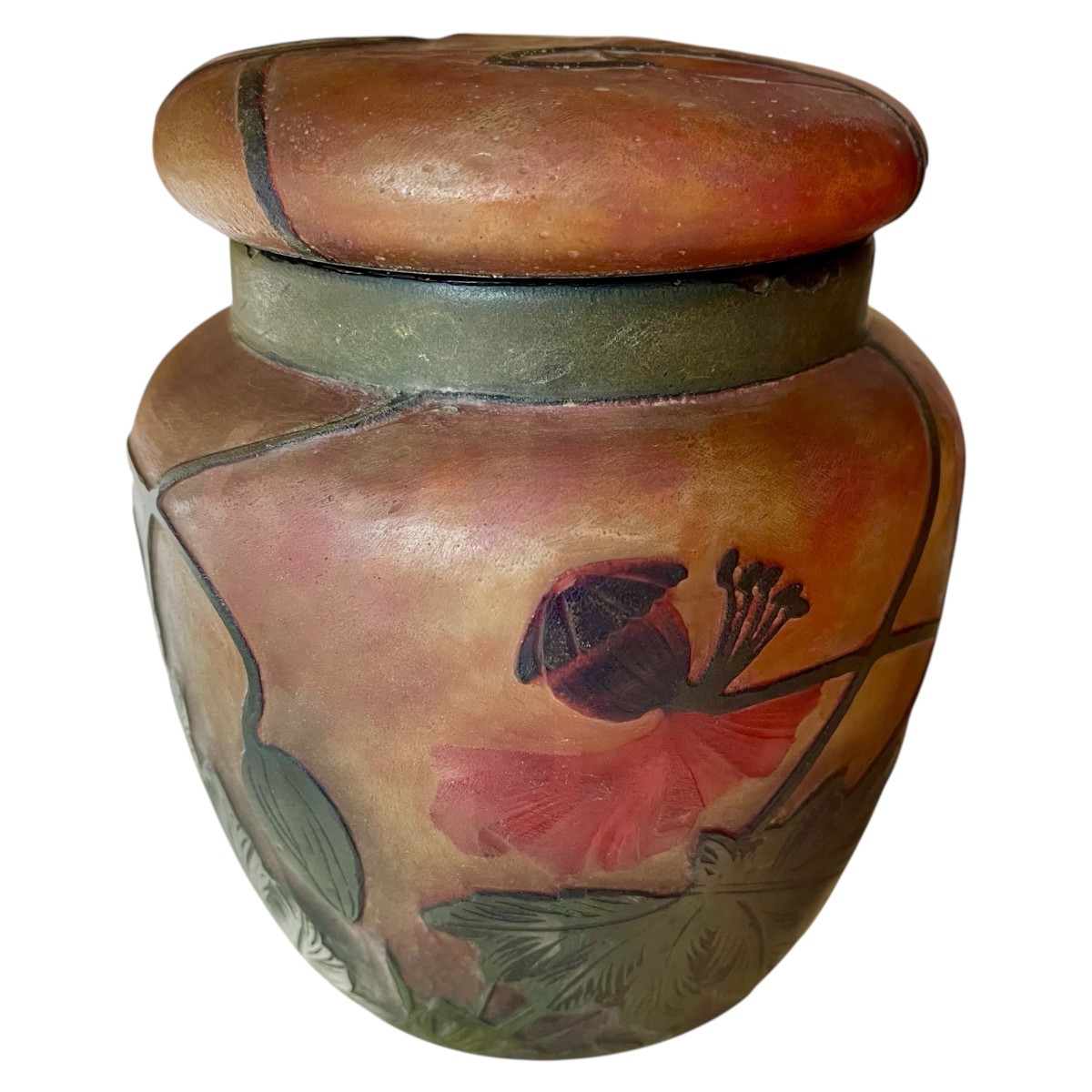 Daum Nancy Covered Pot With Poppy Decoration-photo-3