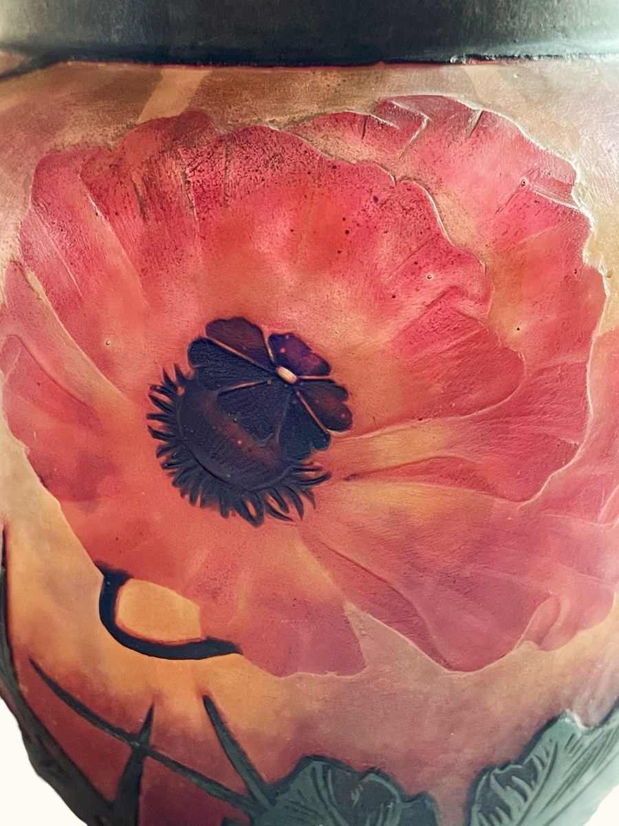 Daum Nancy Covered Pot With Poppy Decoration-photo-1