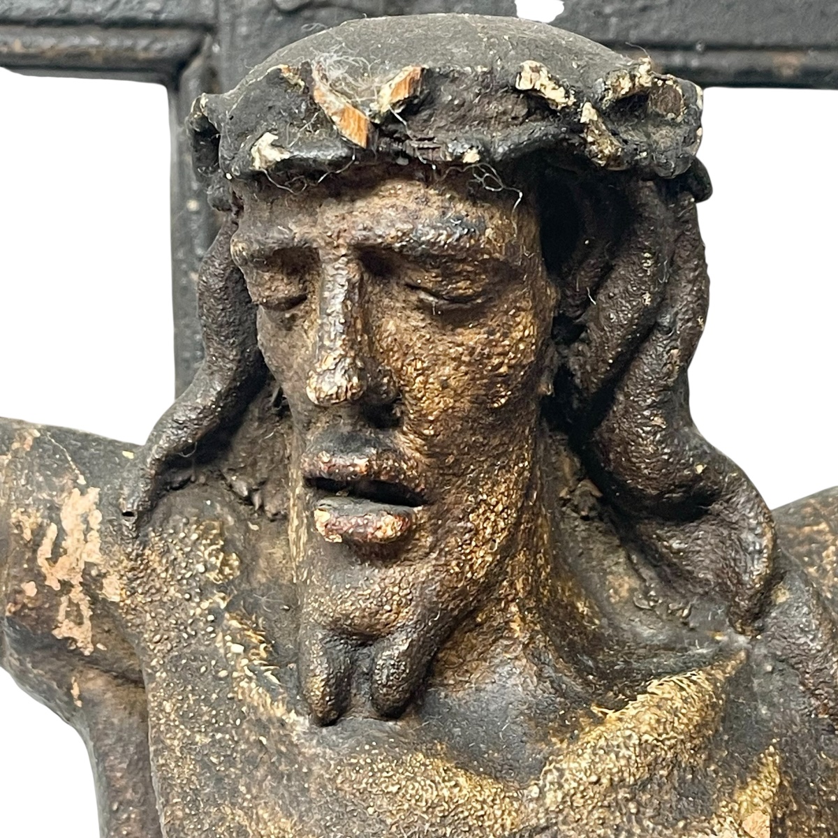 Crucifix de Sacristie en bois noirci, fin XIXe siècle-hauteur 94cm-photo-2