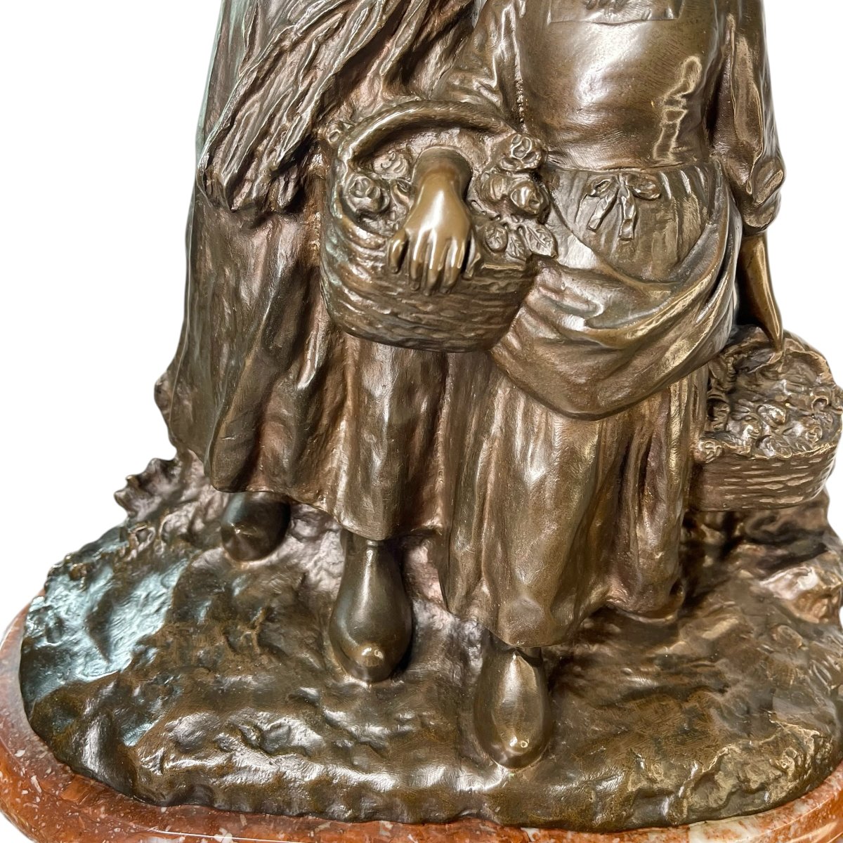 Bronze By Joseph d'Aste - The Harvester And The Child - Height 42 Cm-photo-1