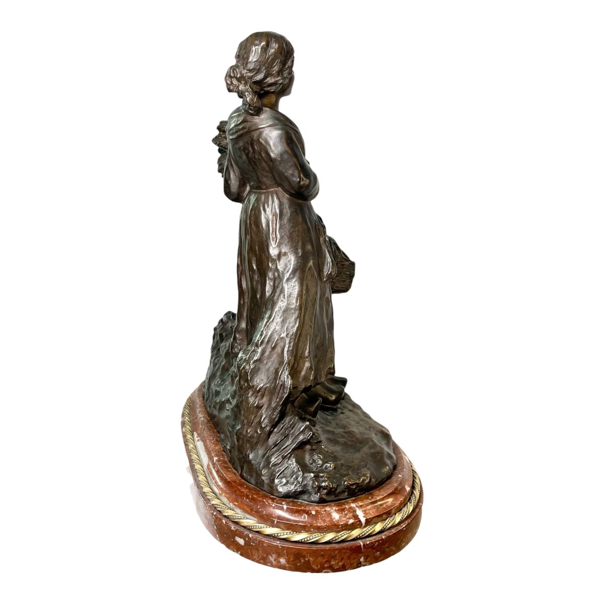 Bronze By Joseph d'Aste - The Harvester And The Child - Height 42 Cm-photo-6