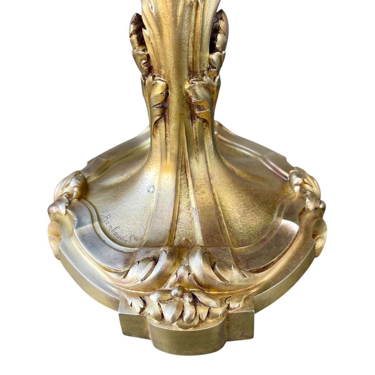 Gilded Bronze Lamp Base By François Rambaud, Susse Frères Cast Iron-photo-1