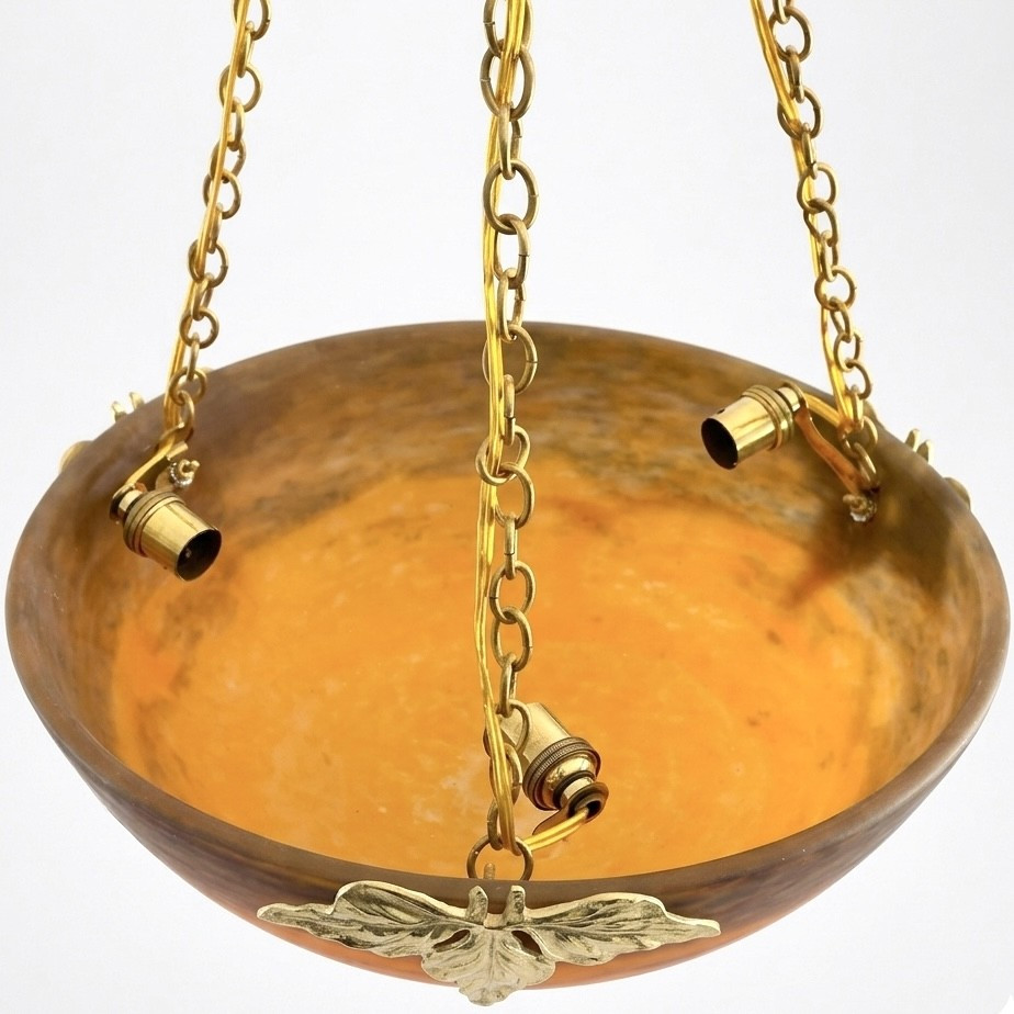 suspension Muller Frères Lunéville - Lustre plafonnier Art Nouveau-photo-3