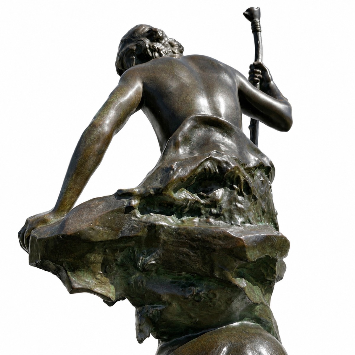 The Shepherd And His Sheep By Paul Gasq - Barbedienne Cast Iron - Height 78 Cm-photo-1
