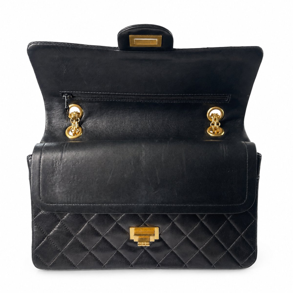 Chanel 2.55 Mademoiselle Vintage, Quilted Black Leather, Circa 1997-1999-photo-1