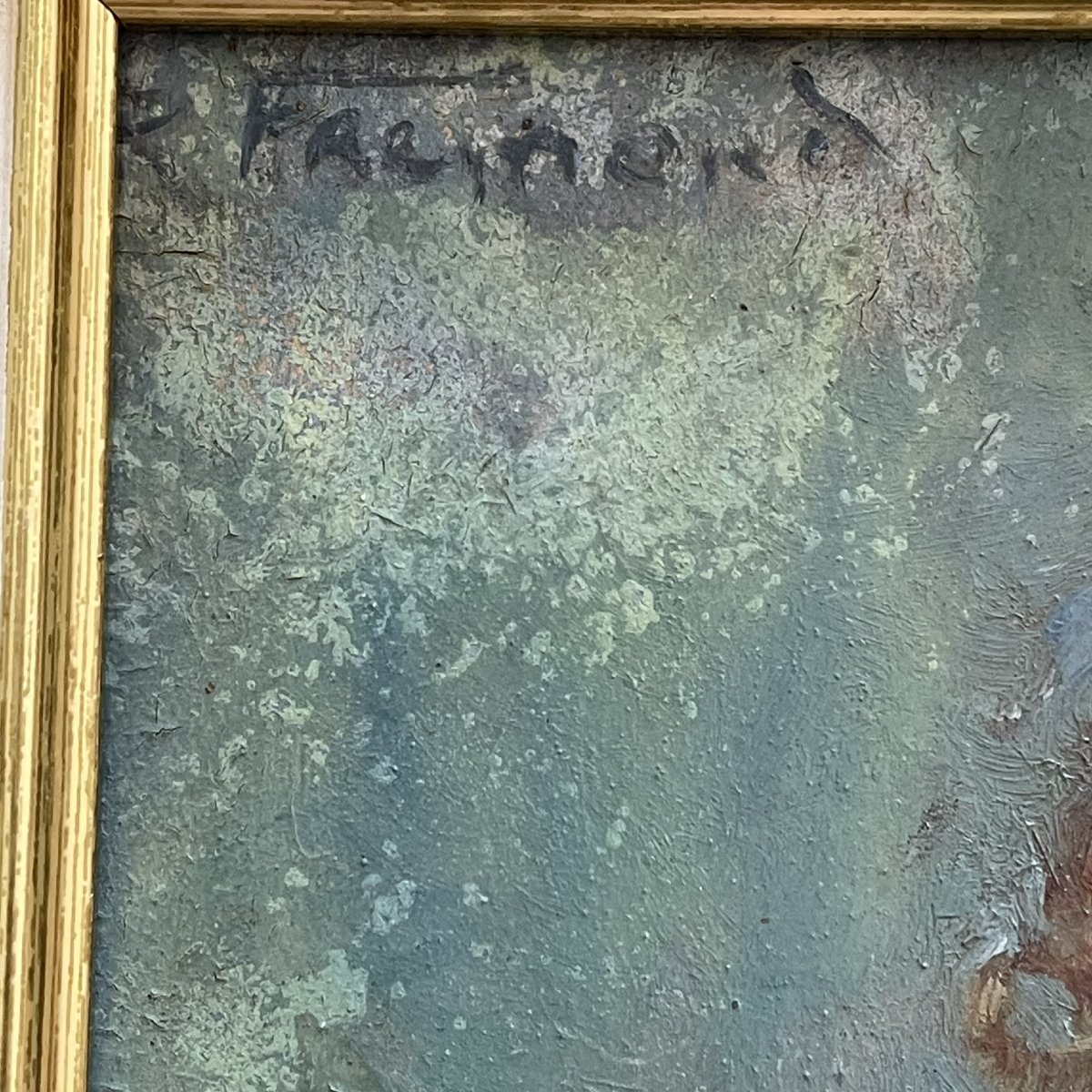 R.Fremond , Enfant au voilier , huile sur isorel, école havraise début XXème-photo-3