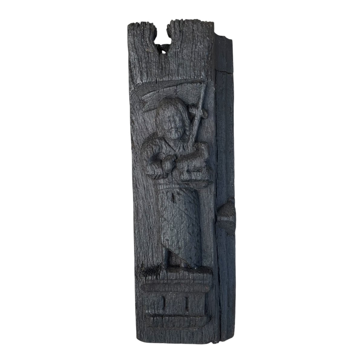 Deux corbeaux religieux en chêne sculpté, début XVIème, Haute époque-photo-2