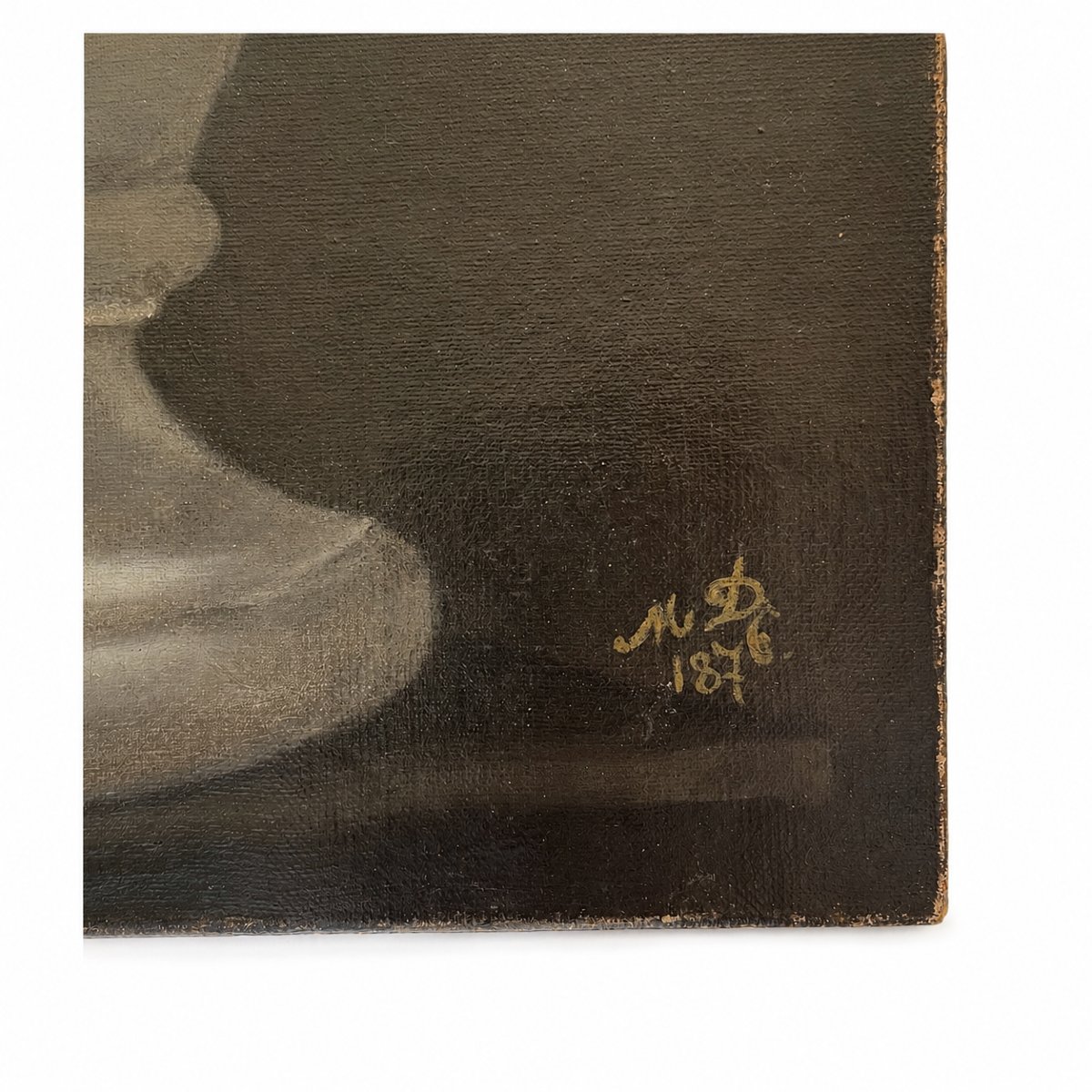 Buste antique féminin en grisaille - huile sur toile XIXème siècle-photo-2