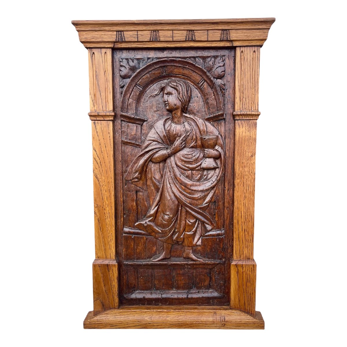 Carved Wooden Religious Panels—three Holy Apostles—19th Century-photo-2