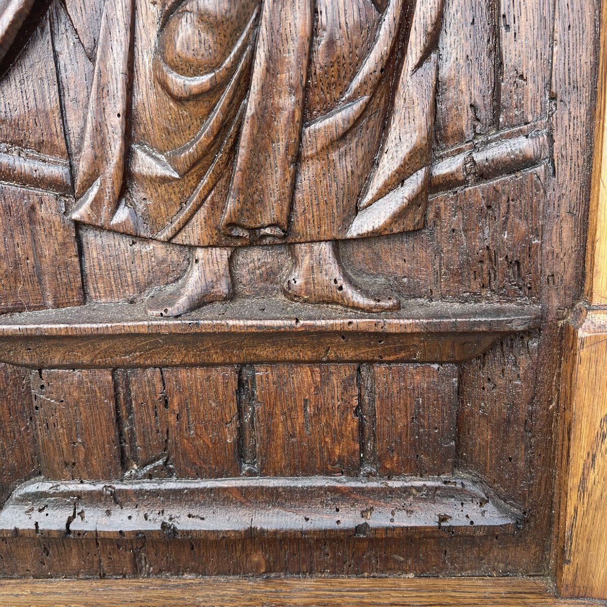 Carved Wooden Religious Panels—three Holy Apostles—19th Century-photo-2
