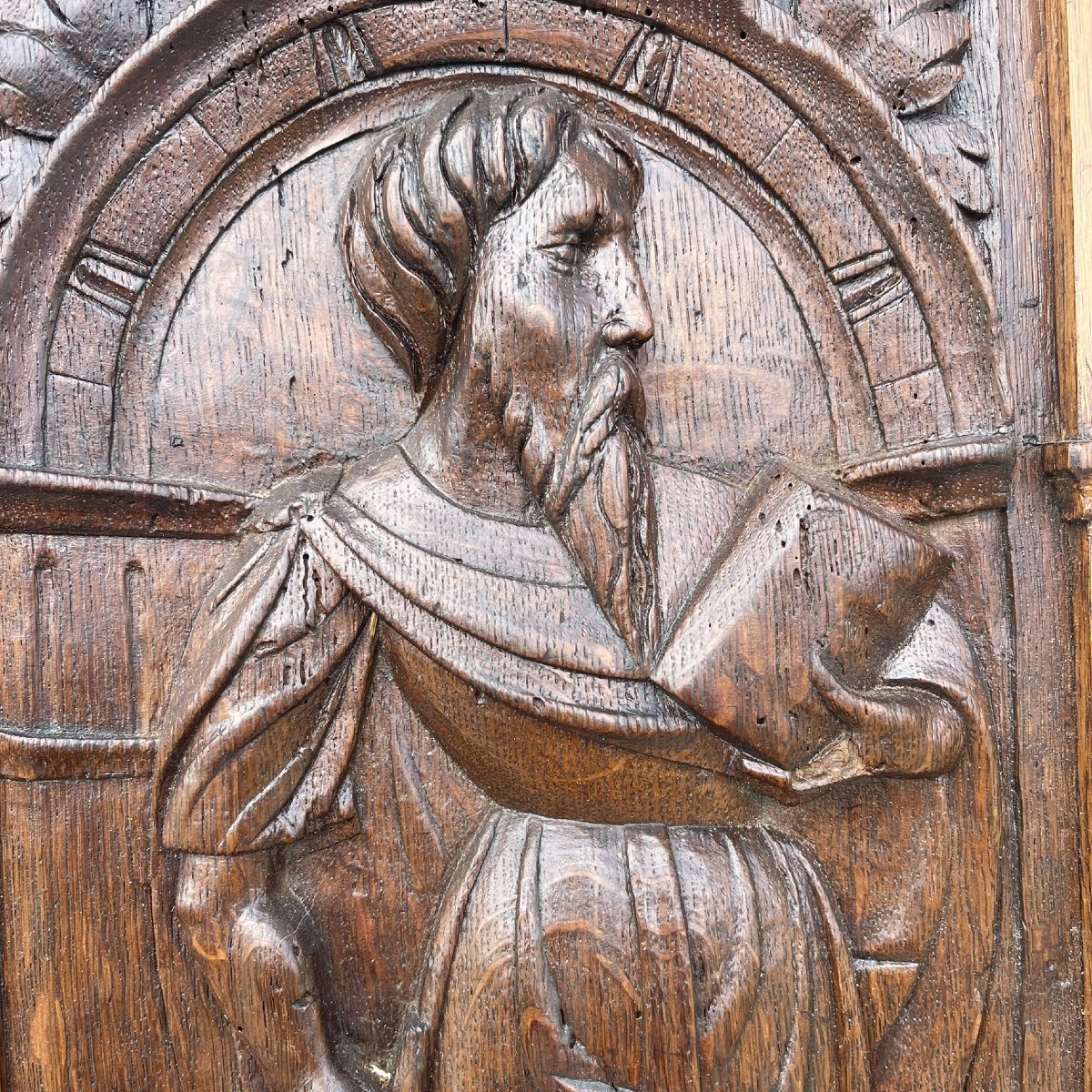 Carved Wooden Religious Panels—three Holy Apostles—19th Century-photo-4