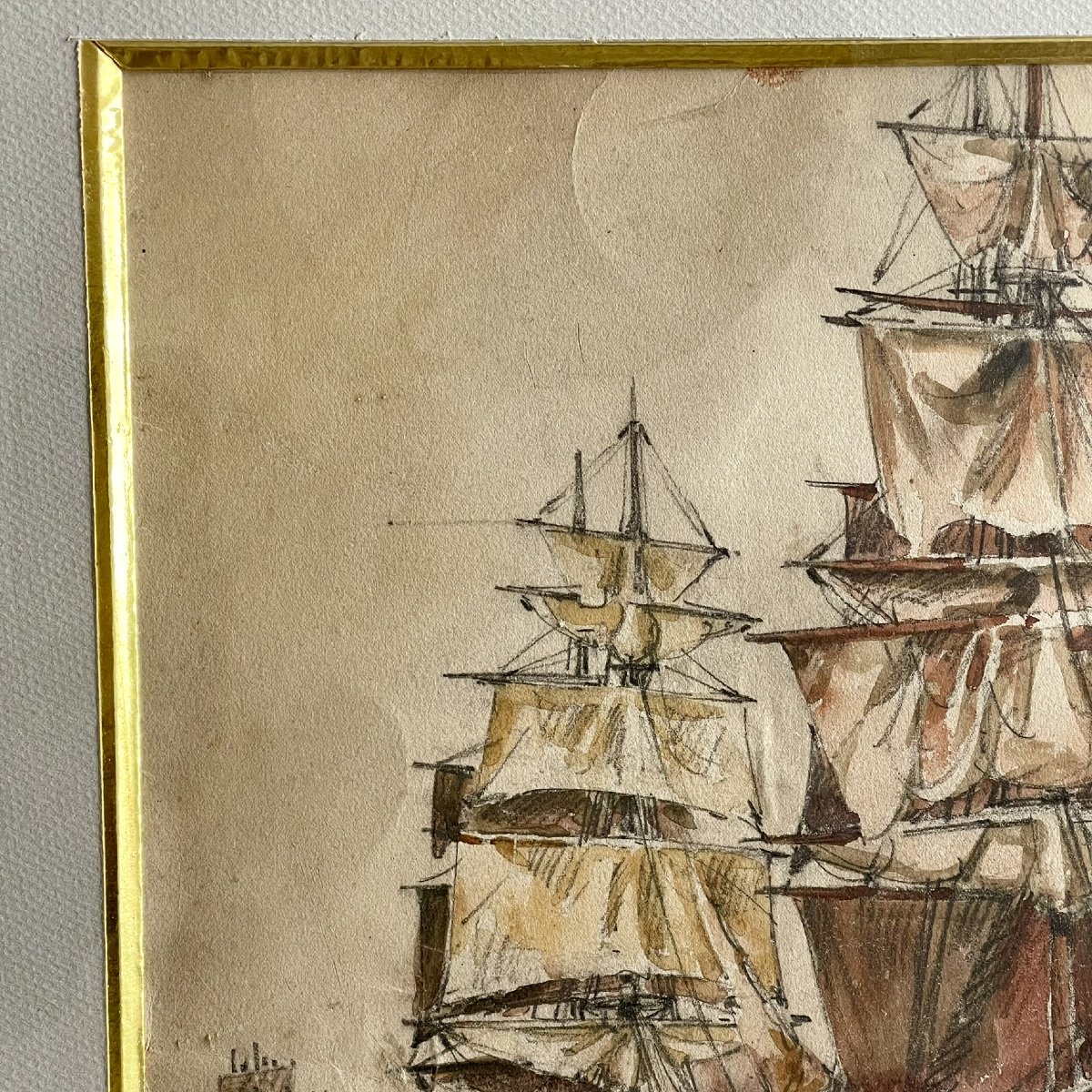 Frank Will - Le port de Fécamp aux grands voiliers - aquarelle 87 x 66 cm-photo-1
