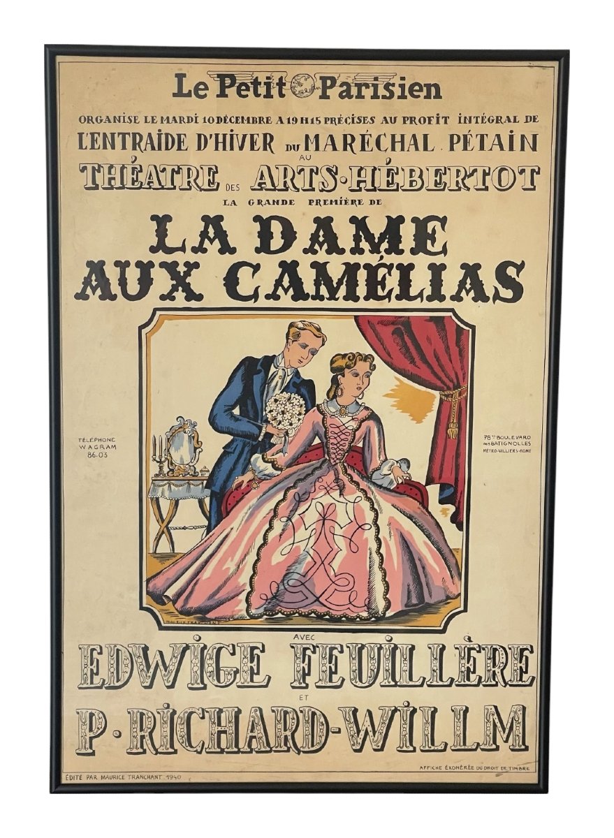 Affiche La dame aux camélias - 1940 - théâtre des arts herbelot - Maurice Tranchant
