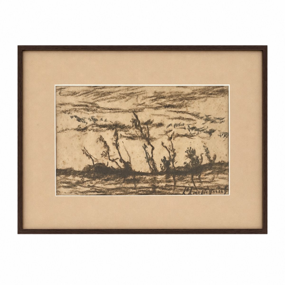 Henri Joseph Harpignies - Charcoal Landscape - From The Collection Of Ch. Richon