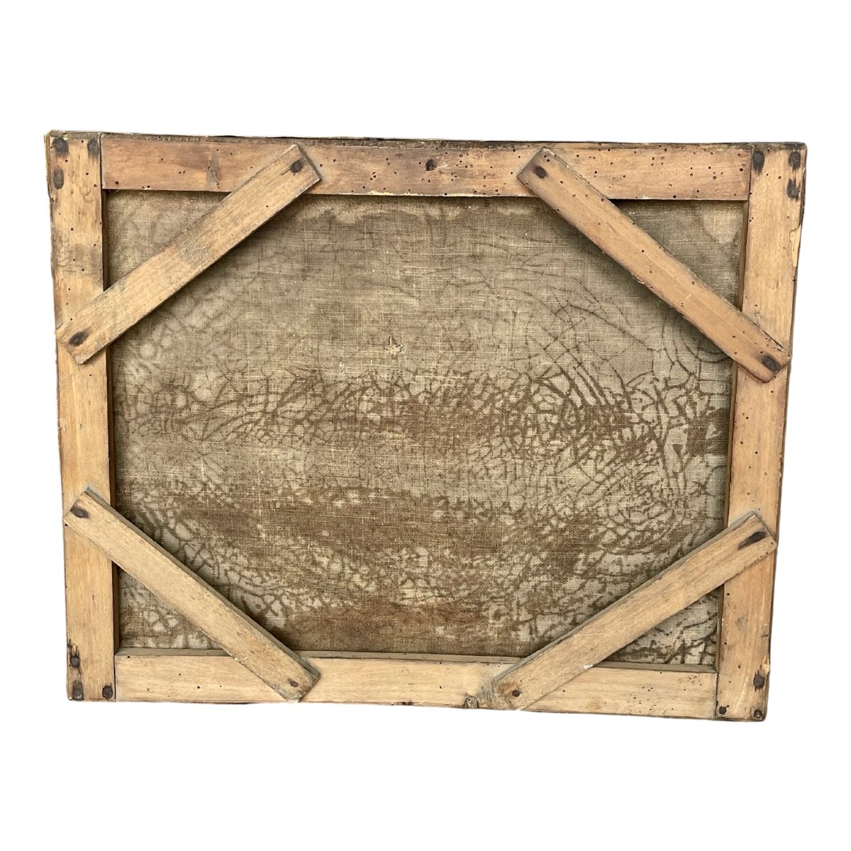 Ecole de Barbizon - Paysage d'un hameau animé près d'un étang -huile sur toile - XIXème siècle-photo-3
