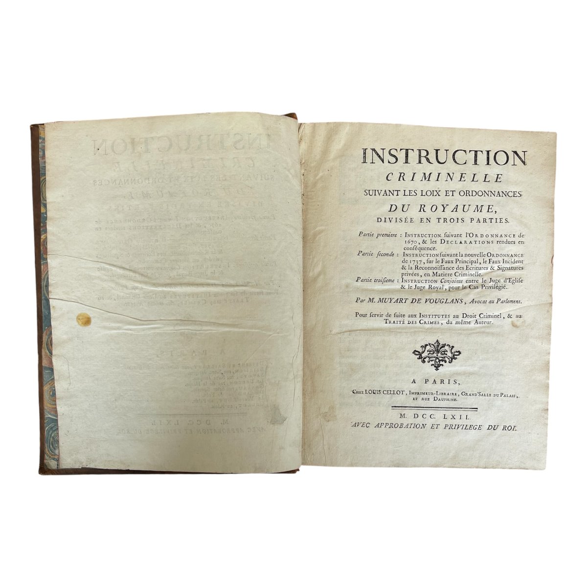 Muyart De Vouglans - Instruction criminelle suivant les lois du Royaume - 1762 - In-4° -photo-1