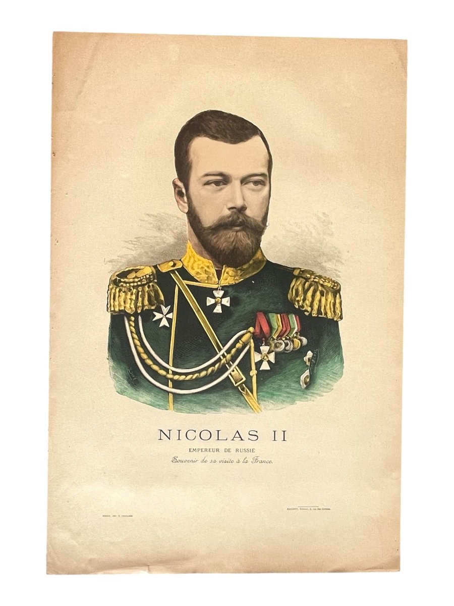 Nicolas II et Alexandra Feodorovna - Paire de chromolithographies 1896 - visite en France-photo-2