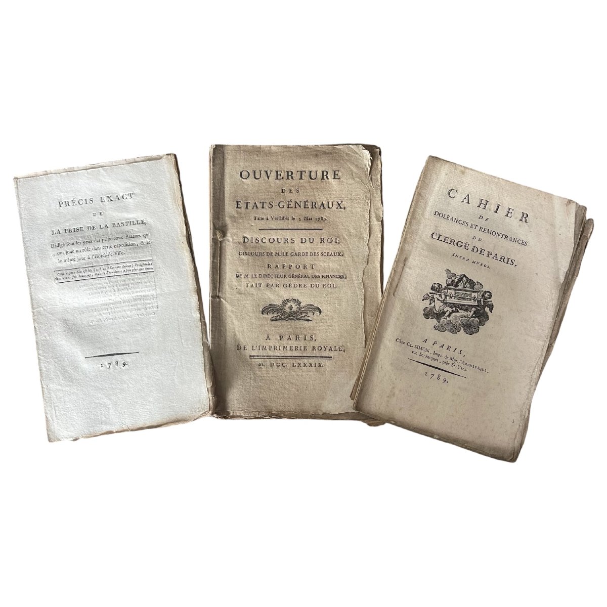Ensemble de 27 imprimés -Louis XVI, états généraux, Bastille, Révolution française,1787 à 1791