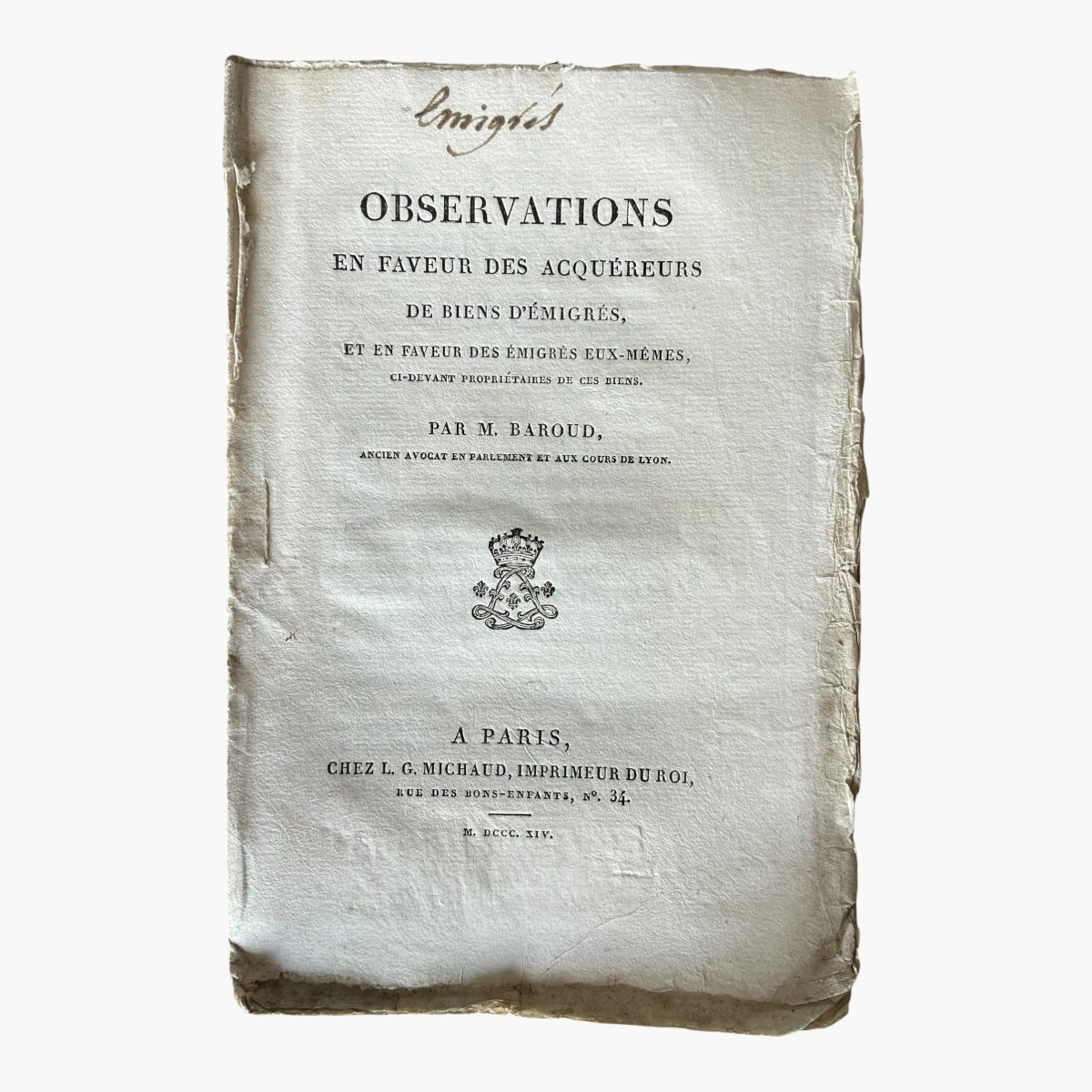Restauration 1814- Ensemble de 34 brochures parlementaires sur les biens émigrés-photo-3
