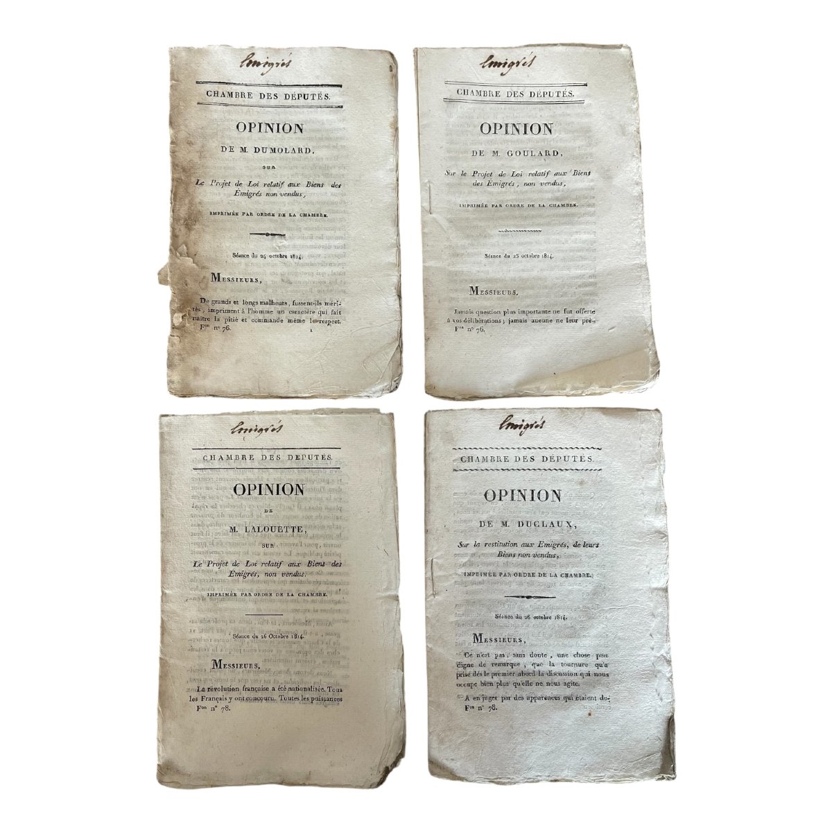 Restauration 1814- Ensemble de 34 brochures parlementaires sur les biens émigrés-photo-4