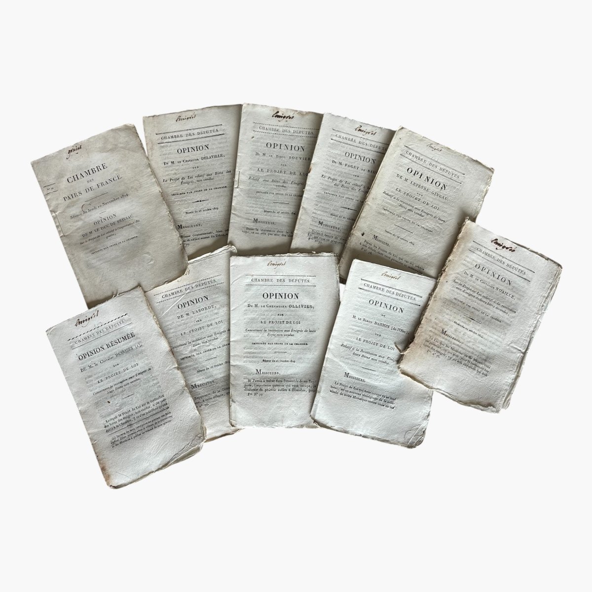 Restauration 1814- Ensemble de 34 brochures parlementaires sur les biens émigrés-photo-5