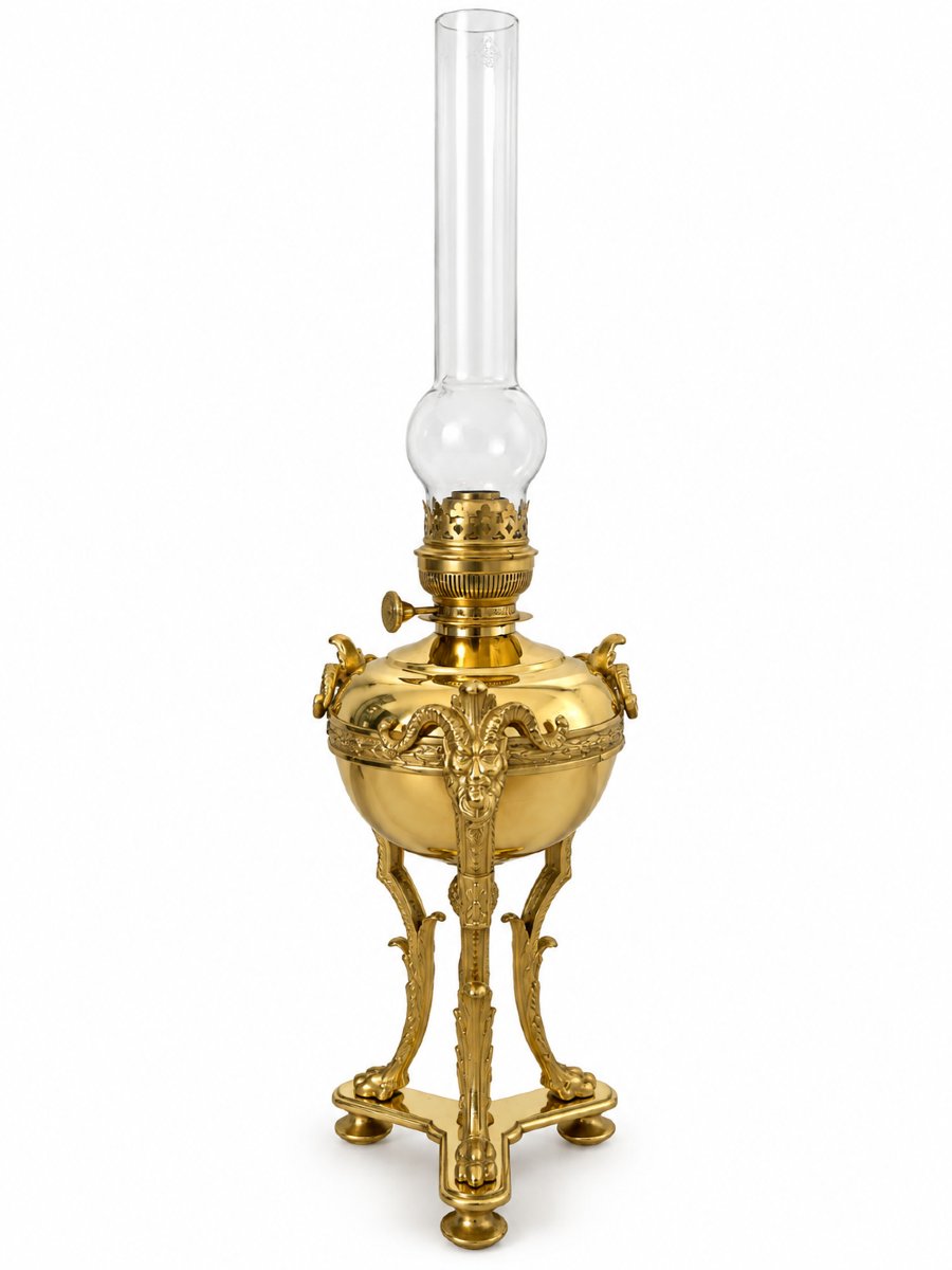 Bronze And Brass Kerosene Lamp - Matador Burner - Late 19th Century-photo-2