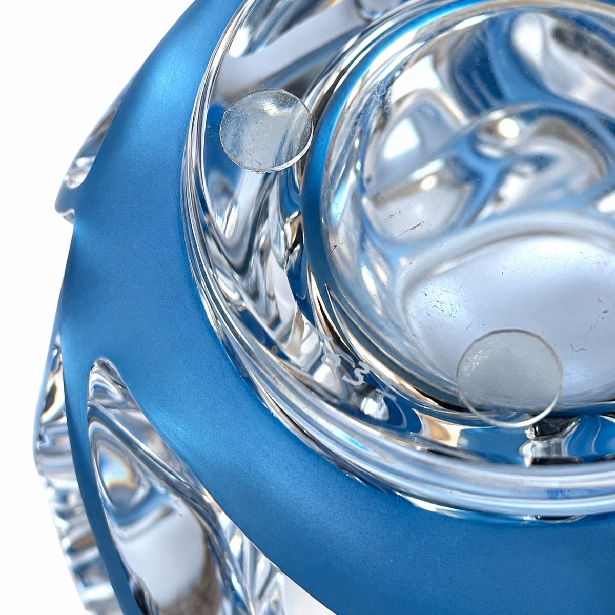"tourbillons" Vase - Lalique France - Blue-patinated Crystal - Small Size-photo-2