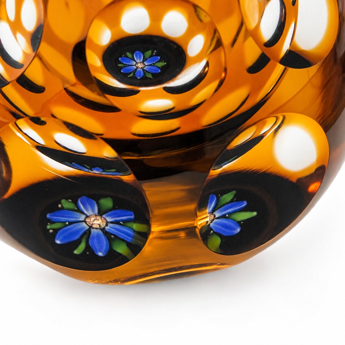 Amber Overlay Glass Perfume Bottle—floral Design—perthshire Paperweights, Scotland, 20th Century -photo-3