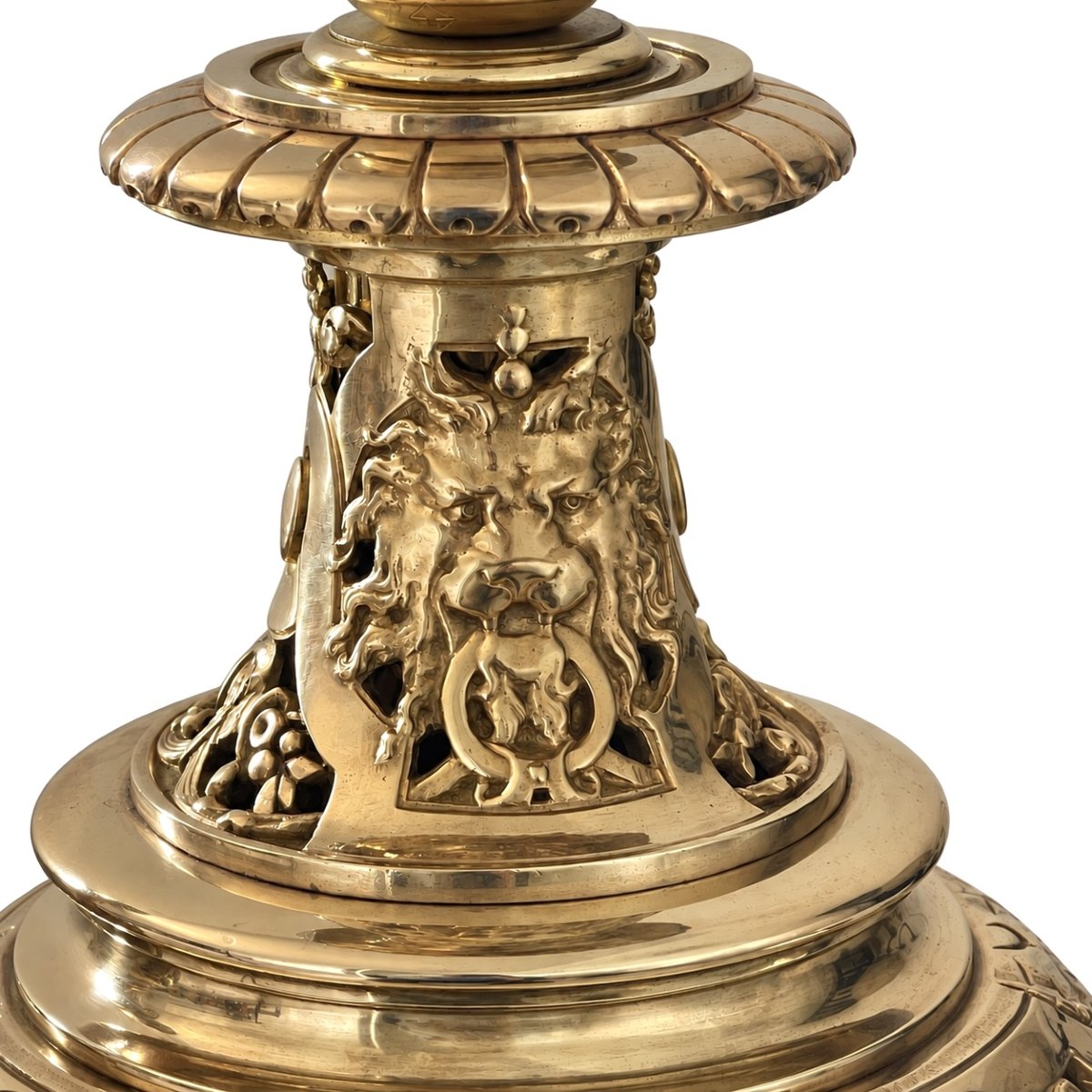 Paire de lampes en bronze ajouré - XIXème siècle - Hauteur du pied : 40 cm-photo-1