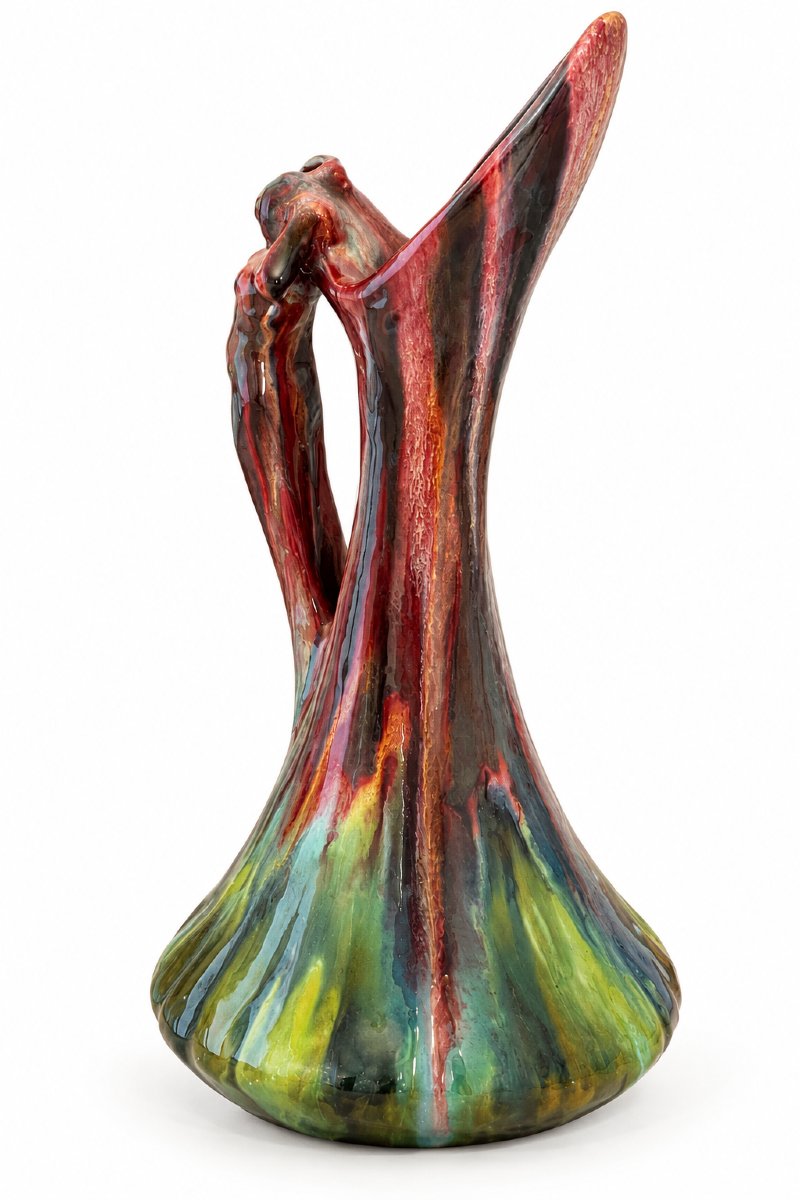 Jérôme Massier - Large Pitcher With A Feminine Handle - Art Nouveau Period-photo-4