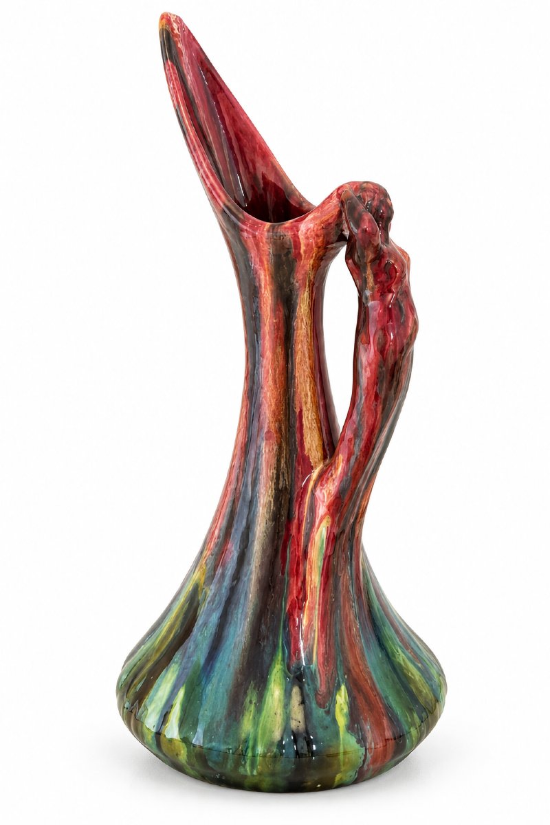 Jérôme Massier - Large Pitcher With A Feminine Handle - Art Nouveau Period