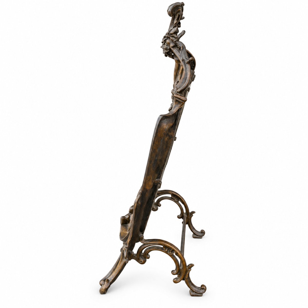 Miroir de table en métal patiné à décor de rocaille - vers 1900-photo-4