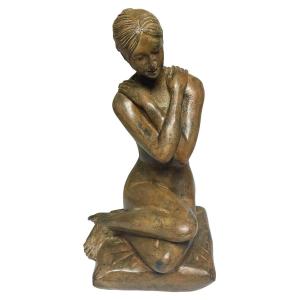 Bronze Of A Young Naked Woman Signed Pierre Chenet