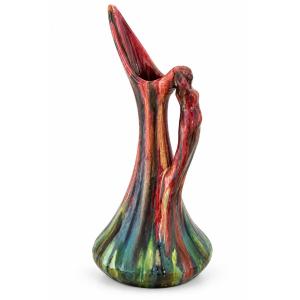 Jérôme Massier - Large Pitcher With A Feminine Handle - Art Nouveau Period